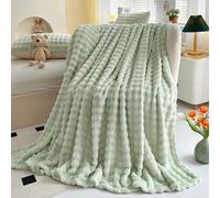 SXZAGZR Manta Sofá Cama De Felpa De Conejo Super Suave, Manta Gruesa Y Esponjosa para Todas Las Estaciones, Multifuncional para Dormitorio, Sofá, Viajes, Niños, Camping (Verde,130x150cm)