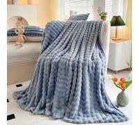 SXZAGZR Manta Sofá Cama De Felpa De Conejo Super Suave, Manta Gruesa Y Esponjosa para Todas Las Estaciones, Multifuncional para Dormitorio, Sofá, Viajes, Niños, Camping (Gris Azulado,200x230cm)