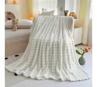 SXZAGZR Manta Sofá Cama De Felpa De Conejo Super Suave, Manta Gruesa Y Esponjosa para Todas Las Estaciones, Multifuncional para Dormitorio, Sofá, Viajes, Niños, Camping (Blanco Roto,180x200cm)