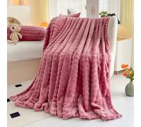 SXZAGZR Manta Sofá Cama De Felpa De Conejo Super Suave, Manta Gruesa Y Esponjosa para Todas Las Estaciones, Multifuncional para Dormitorio, Sofá, Viajes, Niños, Camping (Rosa,100x150cm)