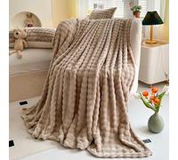 SXZAGZR Manta Sofá Cama De Felpa De Conejo Super Suave, Manta Gruesa Y Esponjosa para Todas Las Estaciones, Multifuncional para Dormitorio, Sofá, Viajes, Niños, Camping (Camel,150x200cm)