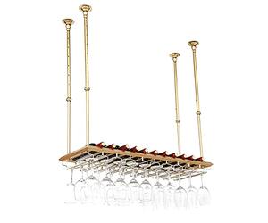 SXZenSpace Botellero de Hierro Colgante para Copas de Vino, Soporte para Copas invertidas para Barra de Bar o Restaurante - Estante de Almacenamiento de Altura Ajustable para Armario de Pared