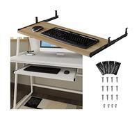 SXZenSpace Ergonomic Wooden Keyboard and Mouse Tray with Under-Desk Storage, Adjustable Posture Enhancer, 54/60/70 x 27 cm, Easy to Install, Desk Extender for Improved Comfort