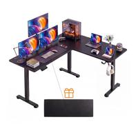 SXZenSpace Escritorio de pie en Forma de L de 63", Escritorio de Esquina de Altura Ajustable eléctricamente, Escritorio ergonómico para Ordenador de Oficina en casa con Tablero de Empalme (ne