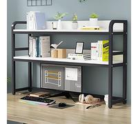 SXZenSpace Estantería de Escritorio de Madera Ajustable para Ordenador - Estantería Multiusos de 2 Niveles Nizer para Material de Oficina - 55/75/85/95 cm de Alto x 24 cm de Ancho x 90 cm de