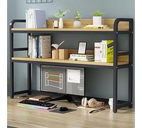 SXZenSpace Estantería de Madera para Escritorio de Ordenador - Estantería Ajustable de 2 Niveles para Material de Oficina, Vitrina Multiusos de 55 cm de Altura