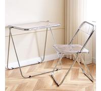SXZenSpace Juego de Mesa Auxiliar Plegable Moderna de acrílico con Taburete, Ideal para Sala de Estar, Dormitorio, Cocina o Uso en Exteriores.