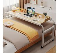 SXZenSpace Mesa Auxiliar Ajustable para Cama con Ruedas, Altura de 65-95 cm, Ideal para Oficina en casa y Comedor. Color Roble.