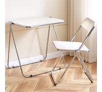 SXZenSpace Mesa Auxiliar Plegable acrílica con Silla, Escritorio pequeño Moderno y Mesa de Centro para Sala de Estar, Dormitorio, Cocina, Exterior, portátil y Plegable. Taburete de TV.