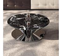 SXZenSpace Mesa de Centro Redonda de imitación mármol, Mesa de Centro Moderna con Forma de platillo Volante para Sala de Estar con Estructura de Acero Inoxidable, A, 70x70x38cm (28x28x15 pulg