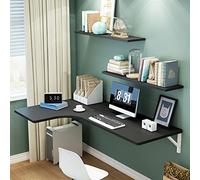 SXZenSpace Mesa de Esquina Plegable de Pared con alas abatibles para Espacios pequeños - Ahorra Espacio, Flotante con Soporte de Metal, Ideal para Oficina, Dormitorio, Cocina y Comedor.