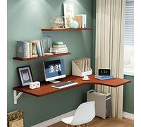 SXZenSpace Mesa de Esquina Plegable de Pared con alas abatibles para Espacios pequeños - Ahorra Espacio, Flotante con Soporte de Metal, Ideal para Oficina, Dormitorio, Cocina y Comedor.