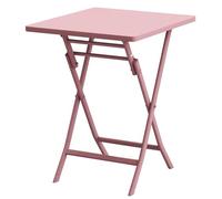 SXZenSpace Mesa pequeña, Mesa Auxiliar para Sala de Estar, Mesa Cuadrada Plegable de Acero al Carbono para Exteriores, Mesa Auxiliar Multiusos para Dormitorio y Oficina (Rosa).