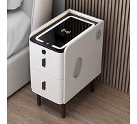 SXZenSpace Mesita de Noche LED Inteligente con Carga USB, cajón de Almacenamiento Futuro Compacto de Color Blanco para Dormitorio, diseño Moderno Que Ahorra Espacio en Habitaciones pequeñas.