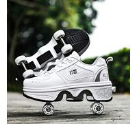 SXZHSM Zapatos con Ruedas Zapatillas con 4 Ruedas para Niños Y Niña Deformación Zapatillascon Ruedas Se Puede Bambas con Ruedas Automática Calzado De Skateboarding,EU35