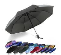 SY COMPACT Paraguas de viaje a prueba de viento automático irrompible - Paraguas directo de fábrica de alto costo, gris, Medium
