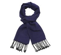 sy soul young Bufanda larga de algodón para hombre, diseño de cuadros de invierno, cálido, con caja de regalo de lujo, borla, azul marino, Talla única