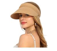 sy soul young Sombrero de sol para mujer, sombrero de paja de verano, plegable, protección UV, 50, sombrero para el sol con ala ancha para playa y golf, caqui, Talla única