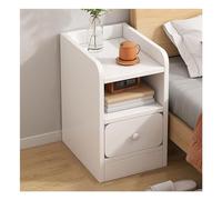 SYALEO Buró Mesita de Noche Estrecha Blanca con cajones Mesita de Noche pequeña Moderna con Mango Redondo Mesita de Noche de Almacenamiento para Dormitorio de MDF Mesilla de Noche