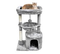 SYANDLVY Árbol pequeño para gatos de interior, torre de actividad con poste rascador para gatitos, muebles modernos para gatos con cesta y bola colgante para descansar, color rosa