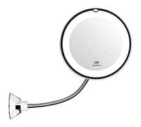 SyangKaitian Flexible Cuello de Cisne 10x Lupa LED Espejo de Maquillaje Iluminado, Espejo de Maquillaje con luz LED y Ventosa, Viaje y hogar baño vanidad Espejo