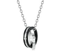 SYAVR Amor Clásico y Eterno Doble Anillo Diamante Engastado Collar de Pareja Anillo Doble de Acero de Titanio Colgante Neutro de Moda