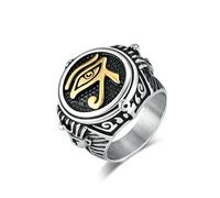 SYAVR Anillo de acero de titanio con ojo de faraón egipcio Horus retro, joyería tótem cultural personalizada para hombres