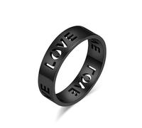 SYAVR Anillo de acero de titanio minimalista de 6mm de ancho con fugas y fronteras, joyería de mano para hombres y mujeres