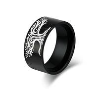 SYAVR Anillo de acero de titanio Nordic Tree of Life, joyería minimalista personalizada para hombres hecha a mano