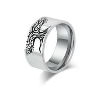 SYAVR Anillo de acero de titanio Nordic Tree of Life, joyería minimalista personalizada para hombres hecha a mano