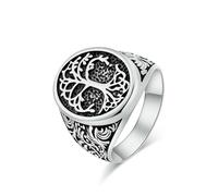 SYAVR Anillo de acero de titanio retro Tree of Life, dominio para hombres, extra grande, tirón de dedos, pieza de mano personalizada