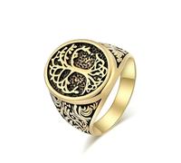 SYAVR Anillo de acero de titanio retro Tree of Life, dominio para hombres, extra grande, tirón de dedos, pieza de mano personalizada