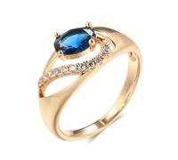 SYAVR Anillo de circonita azul palacio vintage Accesorios de moda para mujer de oro rosa