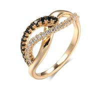 SYAVR Anillo de diseño de nicho Circón de dos tonos Versátil Anillo personalizado para mujer