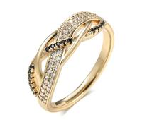 SYAVR Anillo de dos tonos de moda y personalizado con circonita en blanco y negro en oro rosa, accesorio de moda y versátil para mujeres