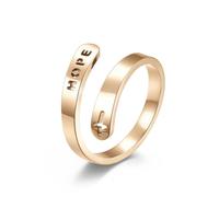 SYAVR Anillo de fe de esperanza en cruz cortado en acero de titanio con apertura ajustable y anillo cruzado ahuecado para mujeres