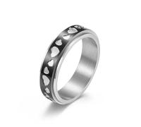 SYAVR Anillo giratorio de acero inoxidable en forma de corazón que alivia la ansiedad y la presión, joyería de mano de acero de titanio