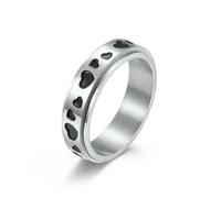 SYAVR Anillo giratorio de acero inoxidable en forma de corazón que alivia la ansiedad y la presión, joyería de mano de acero de titanio