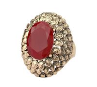 SYAVR Anillo grande individualmente exagerado y de moda con hojas ahuecadas y diseño superpuesto incrustado con piedras preciosas