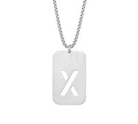 SYAVR Apellido minimalista Nombre Letra inglesa Collar de marca militar hueca Colgante de hombre Estilo de pareja minimalista