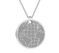 SYAVR Cadena de monedas global para hombre Joyería geométrica de acero inoxidable Mapa del mundo Regalo de joyería