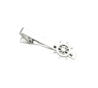 SYAVR Clip de Collar para Hombre de Cobre Metal Engrosado Gemelos Plata Ancla de Barco Timón Clip de Corbata