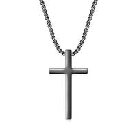 SYAVR Colgante de cruz de acero al titanio liso y minimalista, collar de acero inoxidable personalizado para mujer