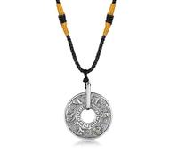 SYAVR Colgante Mantra Retro De Seis Caracteres De Acero De Titanio Con Colgante De Anillo Circular De Estilo Chino Y Talismán Auspicioso De Patrón De Nubes