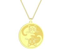 SYAVR Collar colgante de gato Yin-Yang de acero inoxidable Un accesorio de regalo para gatos entrelazados con gatos de amor