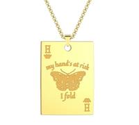 SYAVR Collar colgante de tarjeta de póquer de animales mariposa en riesgo de moda MIS MANOS