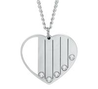 SYAVR Collar colgante grabado con diamantes de acero inoxidable con diamantes de 30 mm de espectro de línea en forma de corazón, hueco con superficie lisa para mujer