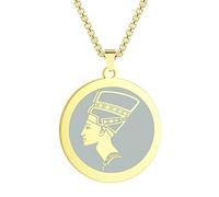 SYAVR Collar con colgante Nefertiti de acero inoxidable tallado con joyería colgante de reina egipcia