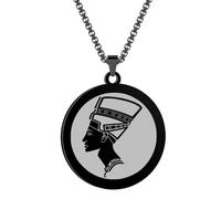 SYAVR Collar con colgante Nefertiti de acero inoxidable tallado con joyería colgante de reina egipcia