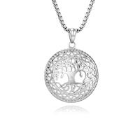 SYAVR Collar de acero de titanio ahuecado del árbol de la vida de estilo vintage, colgante de acero inoxidable de nicho